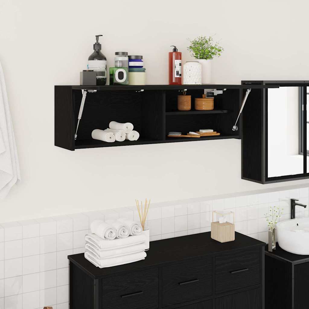 Armario de pared baño madera ingeniería gris sonoma 100x25x30cm