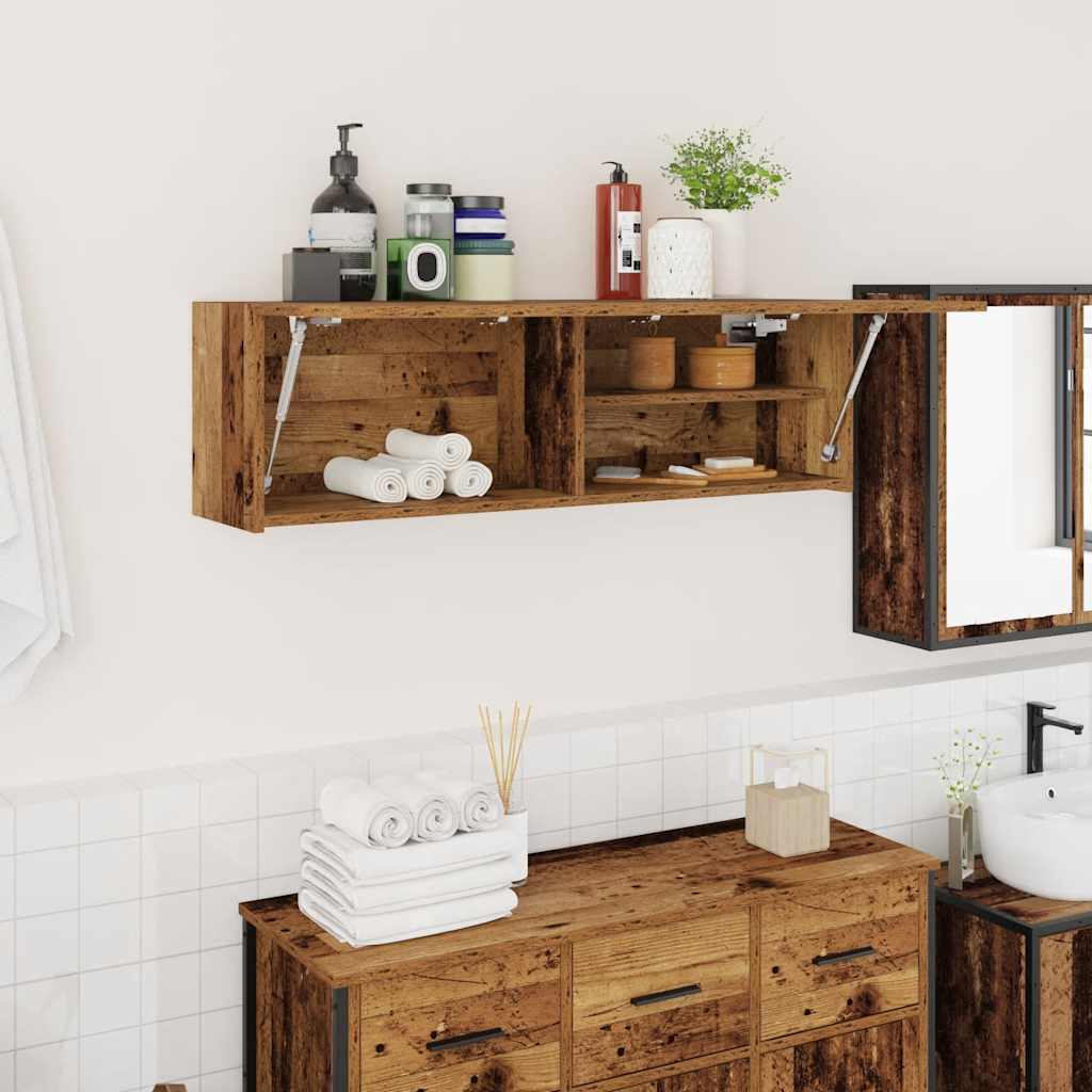 Armario de pared baño madera ingeniería gris sonoma 100x25x30cm
