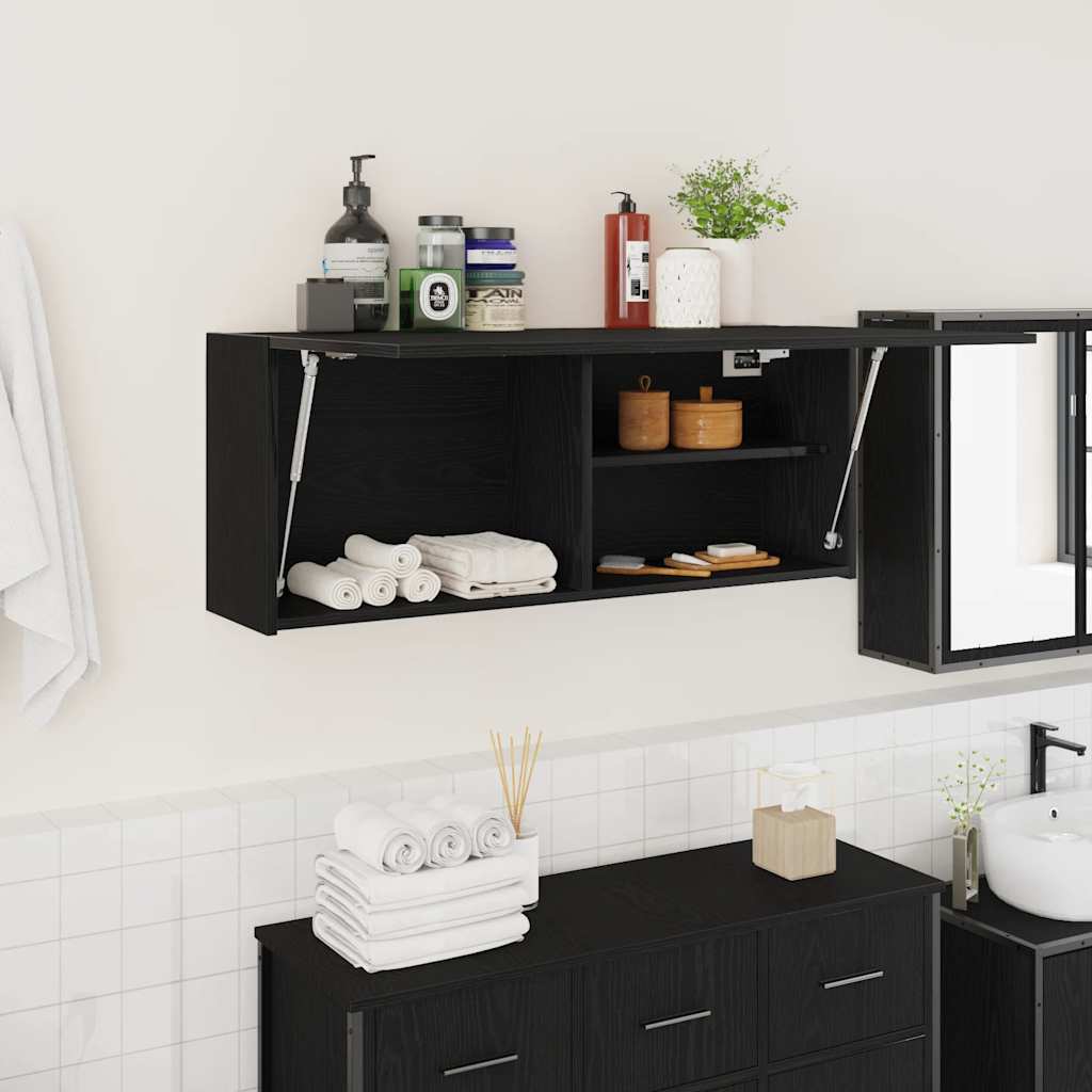 Armario de pared baño madera ingeniería gris sonoma 100x25x30cm