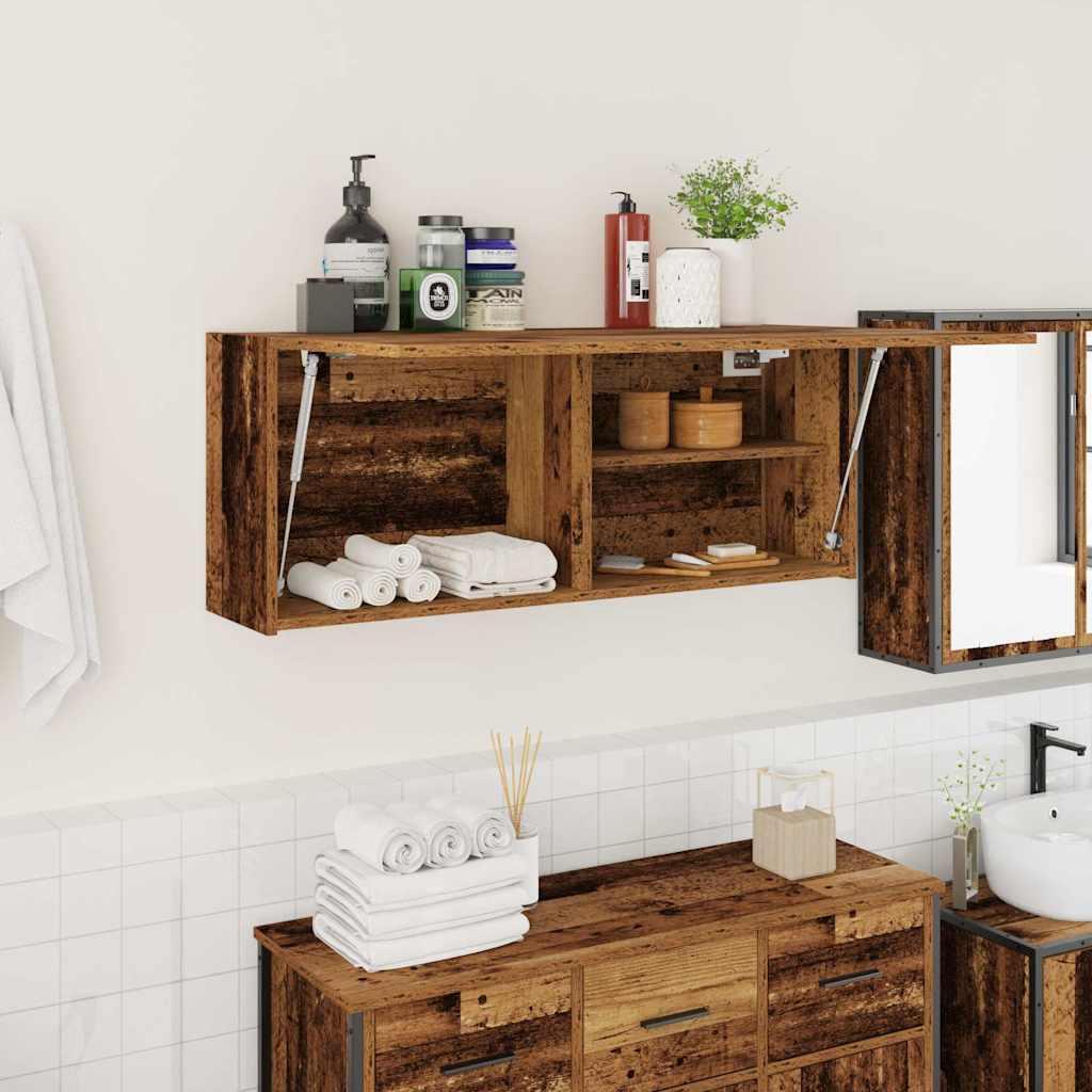Armario de pared baño madera ingeniería gris sonoma 100x25x30cm