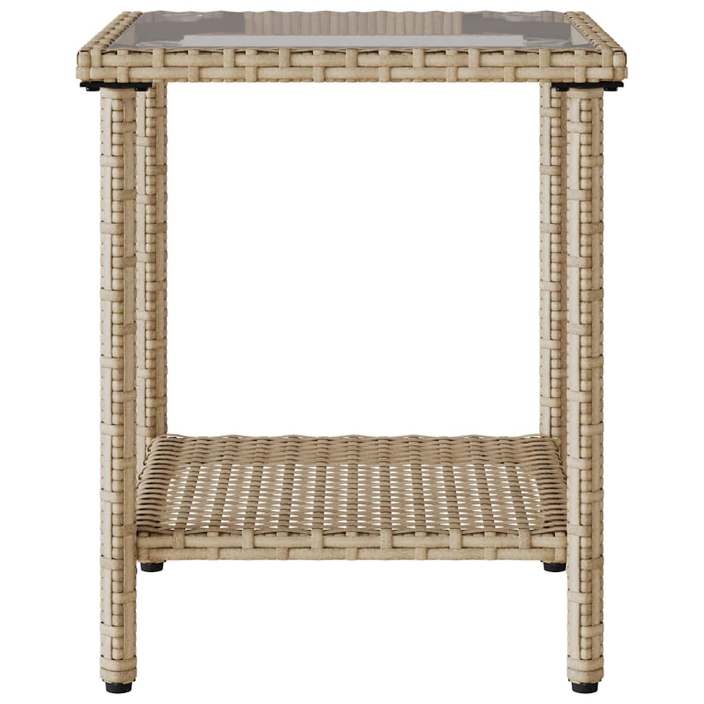 Sofá de jardín en forma de L con mesa y cojines ratán PE beige