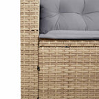 Sofá de jardín en forma de L con mesa y cojines ratán PE beige