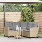 L-shaped garden sofa with table and cushions beige PE rattan