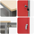 Conjunto de banco de trabajo 2 pcs Rojo y Gris 200 x 55 x 85 cm