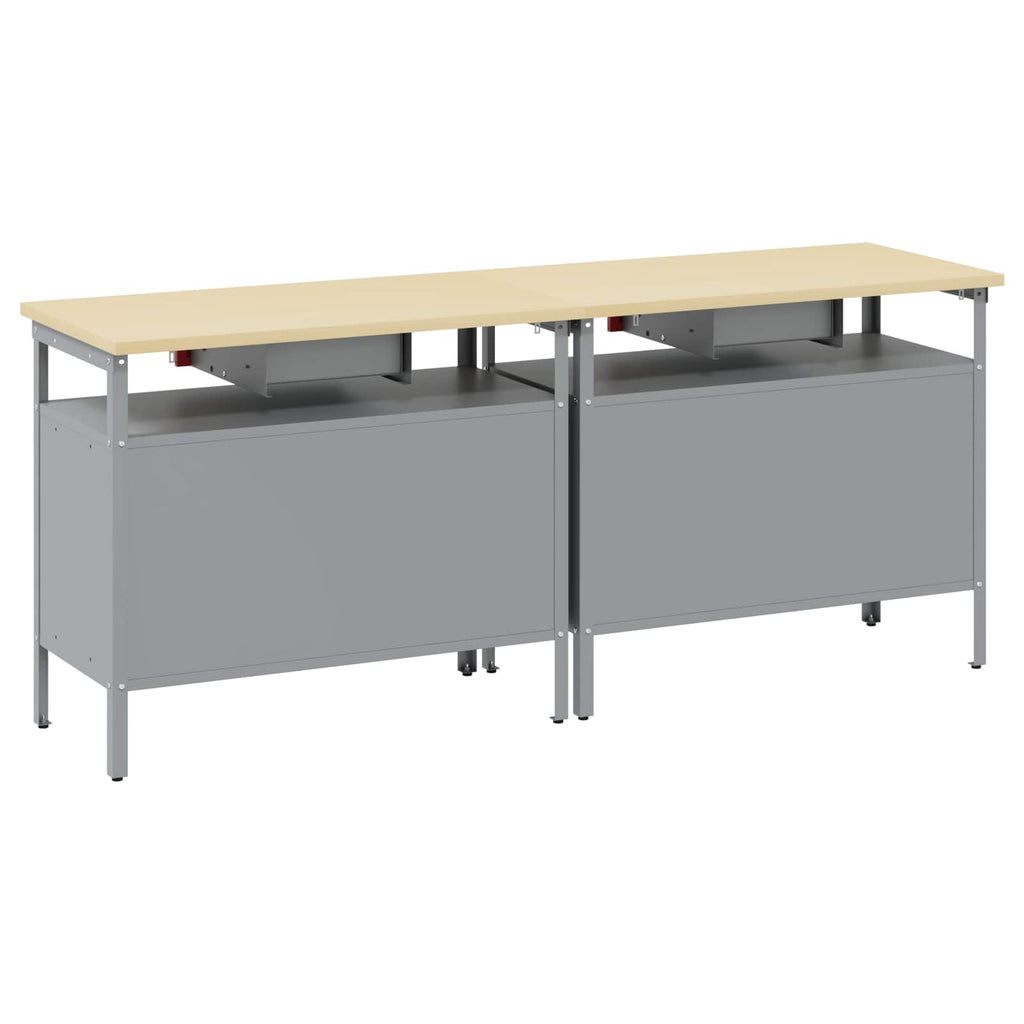 Conjunto de banco de trabajo 2 pcs Rojo y Gris 200 x 55 x 85 cm