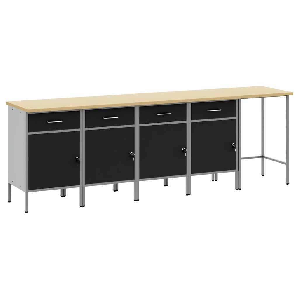 Conjunto de armarios de trabajo con cajón 10 pcs Negro y Gris