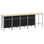 Conjunto de armarios de trabajo con cajón 10 pcs Negro y Gris