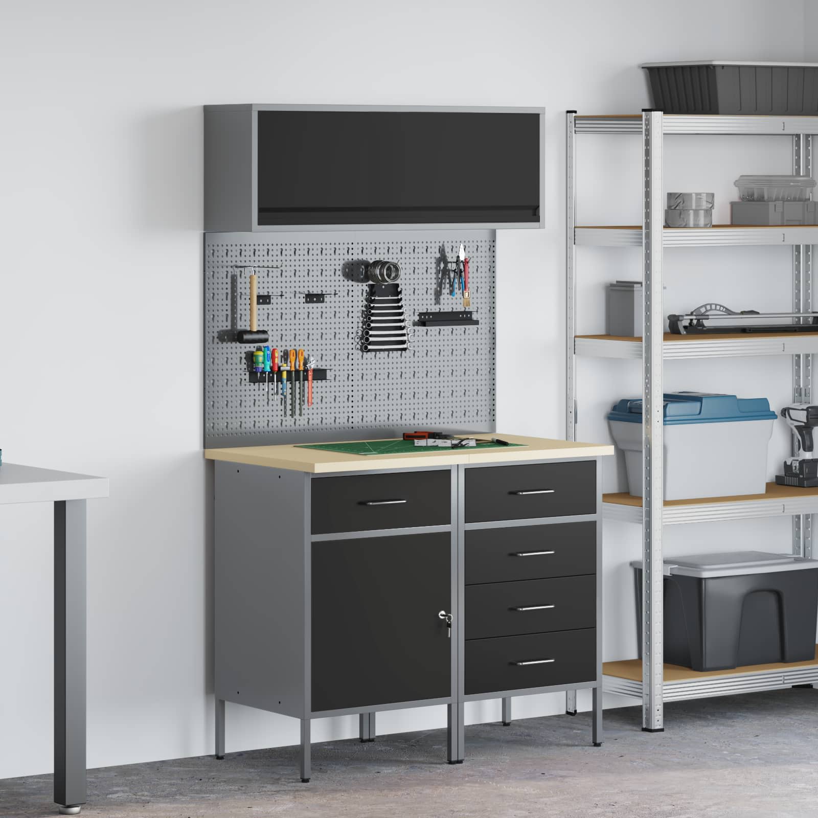 Conjunto de Armários de Trabalho com Gaveta Manual 10 pçs Preto