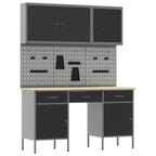 Armario de trabajo 10 pcs Negro Madera Ingenierizada y Acero