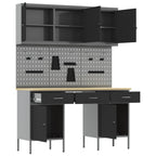 Armario de trabajo 10 pcs Negro Madera Ingenierizada y Acero