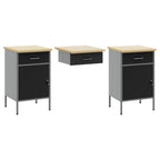 Armario de trabajo 10 pcs Negro Madera Ingenierizada y Acero