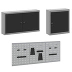 Armario de trabajo 10 pcs Negro Madera Ingenierizada y Acero