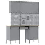 Armario de trabajo 10 pcs Negro Madera Ingenierizada y Acero