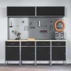 Conjunto de armarios de trabajo con cajón Manual 10 pcs Negro
