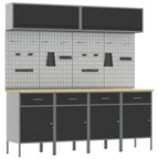 Conjunto de armarios de trabajo con cajón Manual 10 pcs Negro