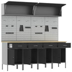 Conjunto de armarios de trabajo con cajón Manual 10 pcs Negro