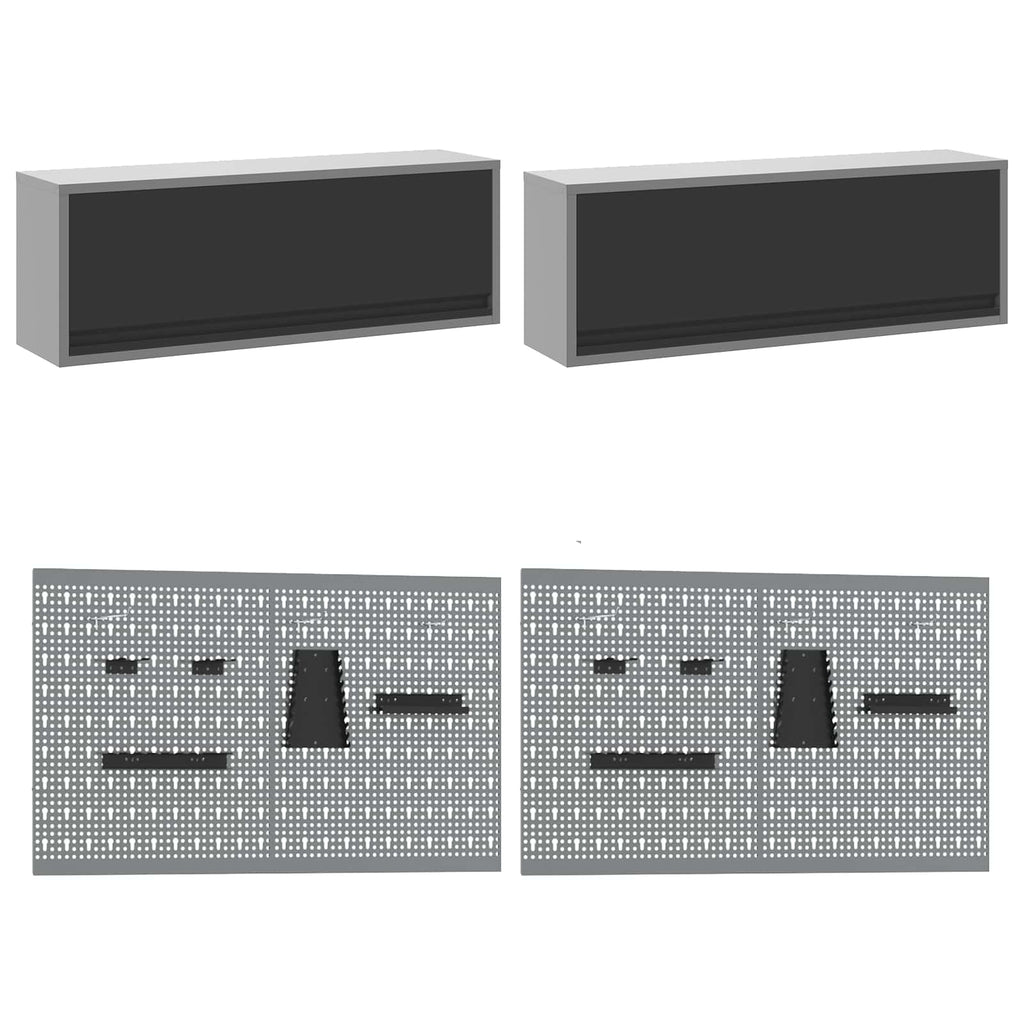 Conjunto de armarios de trabajo con cajón Manual 10 pcs Negro