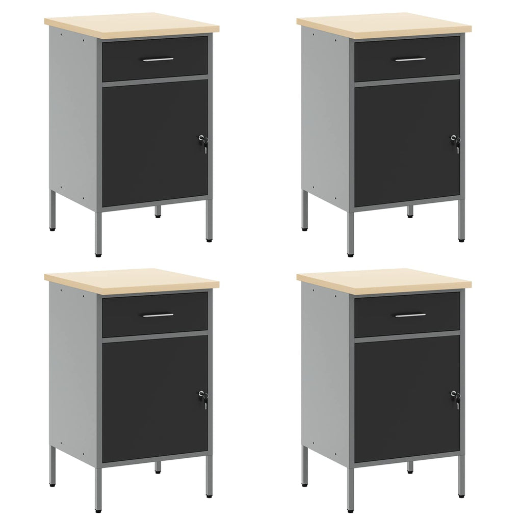 Conjunto de armarios de trabajo con cajón Manual 10 pcs Negro