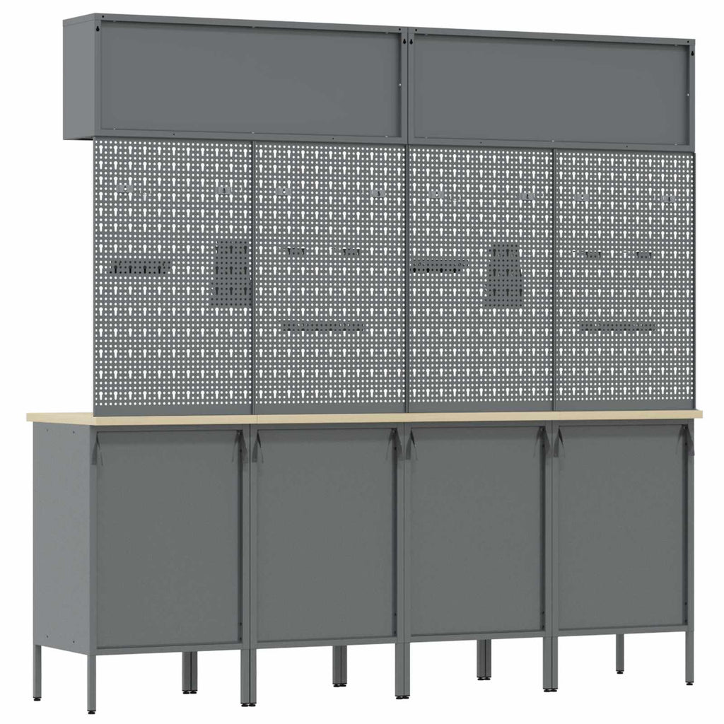 Conjunto de armarios de trabajo con cajón Manual 10 pcs Negro