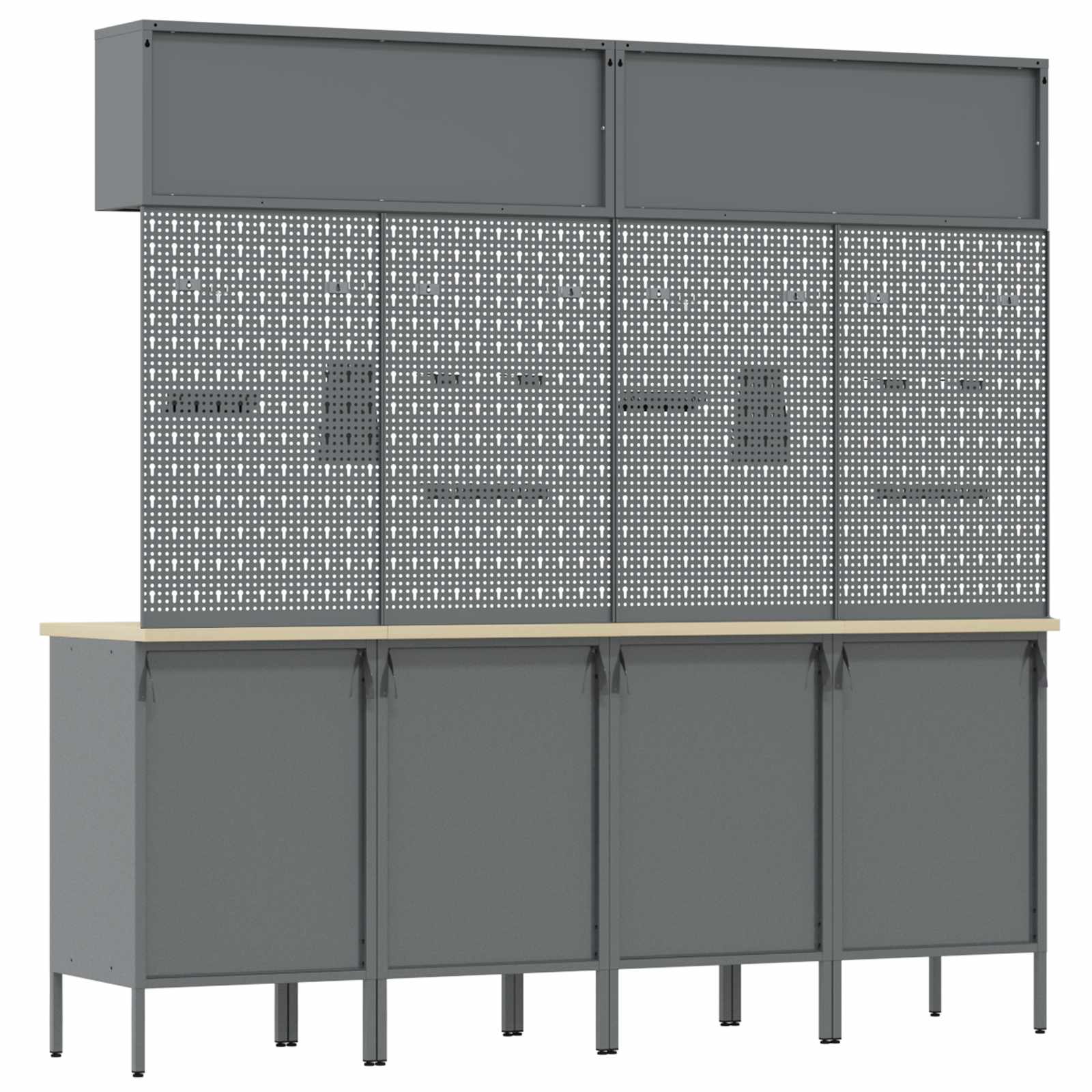 Conjunto de armarios de trabajo con cajón Manual 10 pcs Negro