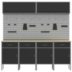 Conjunto de armarios de trabajo con cajón Manual 10 pcs Negro