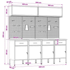 Conjunto de armarios de trabajo con cajón Manual 10 pcs Negro