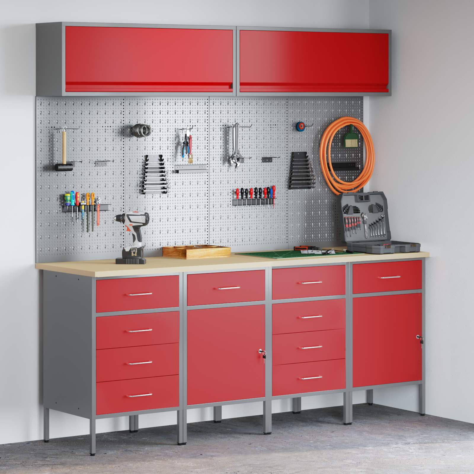Conjunto de Armários de Trabalho com Gaveta Manual 10 pçs Preto