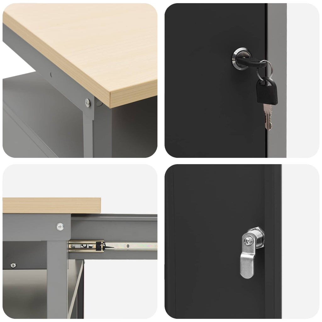 Conjunto de armarios de trabajo con cajón 10 pcs Negro y Gris