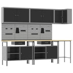 Conjunto de armarios de trabajo con cajón 10 pcs Negro y Gris