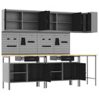 Conjunto de armarios de trabajo con cajón 10 pcs Negro y Gris