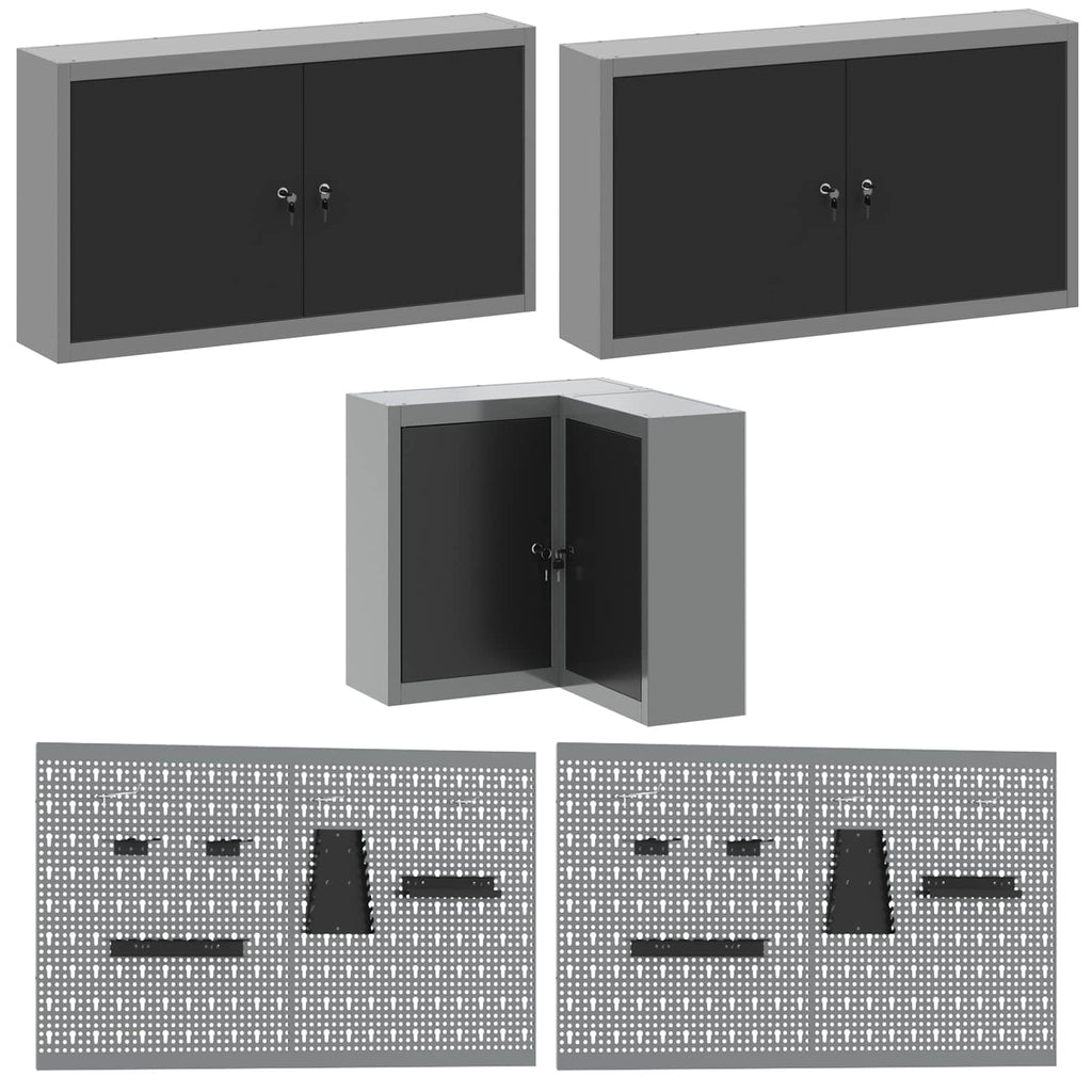 Conjunto de armarios de trabajo con cajón 10 pcs Negro y Gris