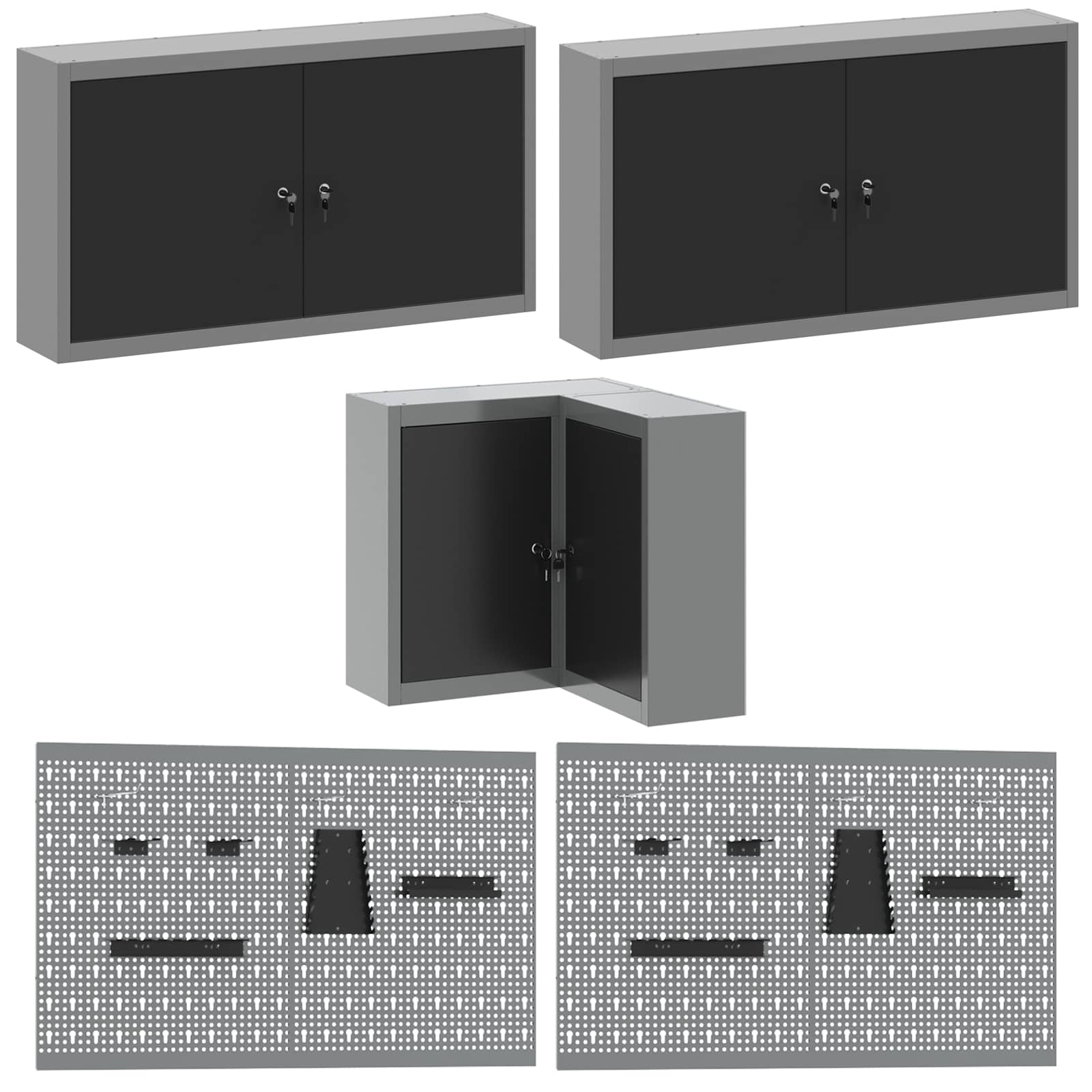 Conjunto de armarios de trabajo con cajón 10 pcs Negro y Gris