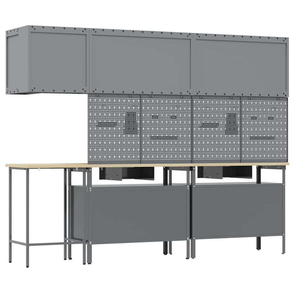 Conjunto de armarios de trabajo con cajón 10 pcs Negro y Gris