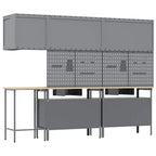 Conjunto de armarios de trabajo con cajón 10 pcs Negro y Gris