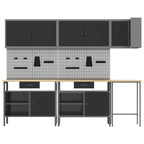 Conjunto de armarios de trabajo con cajón 10 pcs Negro y Gris
