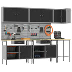 Conjunto de armarios de trabajo con cajón 10 pcs Negro y Gris