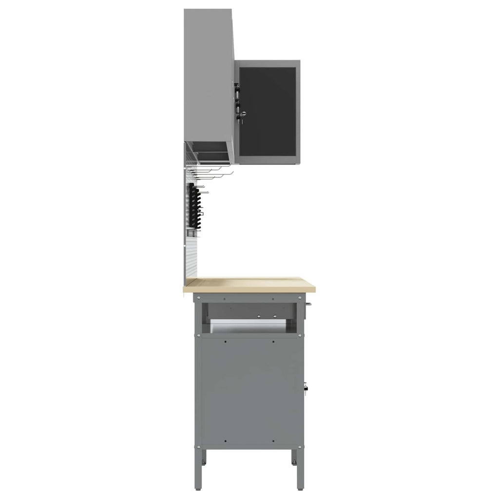 Conjunto de armarios de trabajo con cajón 10 pcs Negro y Gris