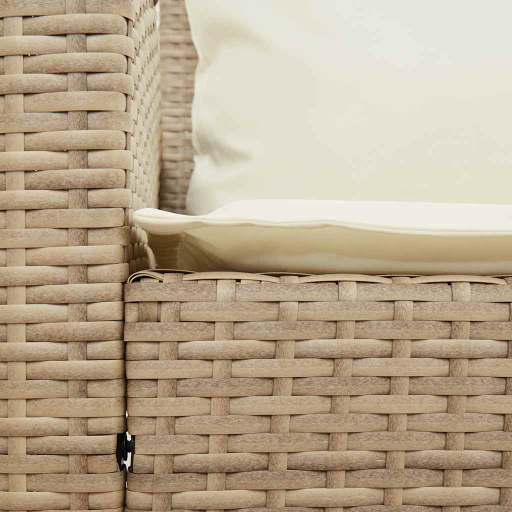 Sofá de jardín de 5 plazas con cojines ratán sintético beige
