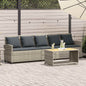 Outdoor sofa with cushions 5-seater light grey synthetic rattan