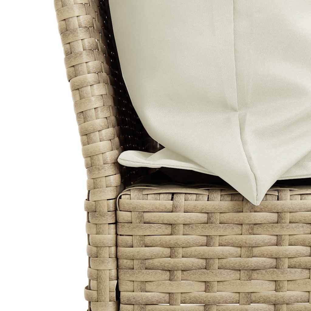 Sofá de jardín con cojines ratán sintético beige