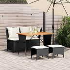 Juego comedor jardín 3 pzas cojines ratán sintético vidrio gris