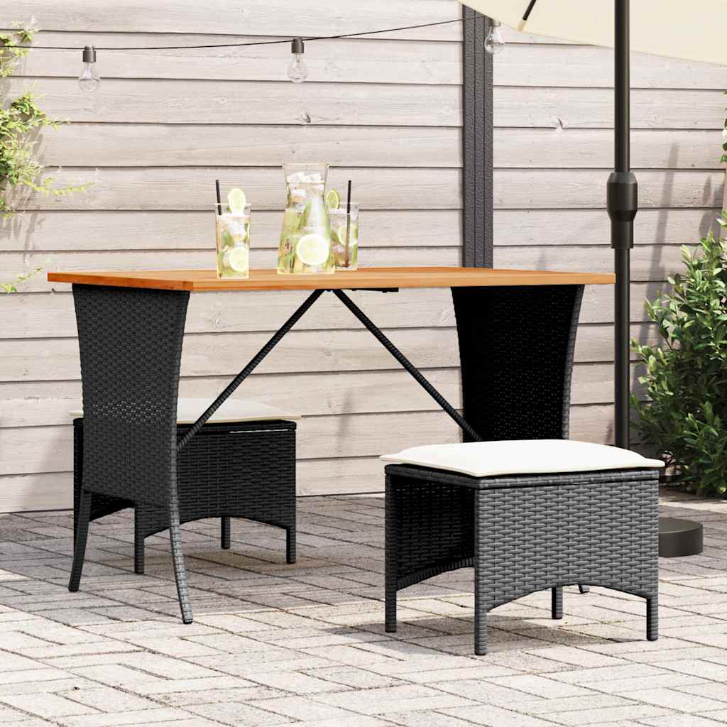 Mesa de jardín superficie de madera ratán PE beige 110x68x70 cm
