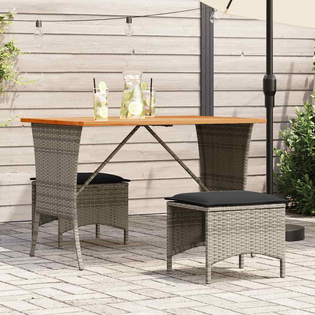 Mesa de jardín superficie de madera ratán PE beige 110x68x70 cm