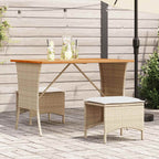 Mesa de jardín superficie de madera ratán PE beige 110x68x70 cm