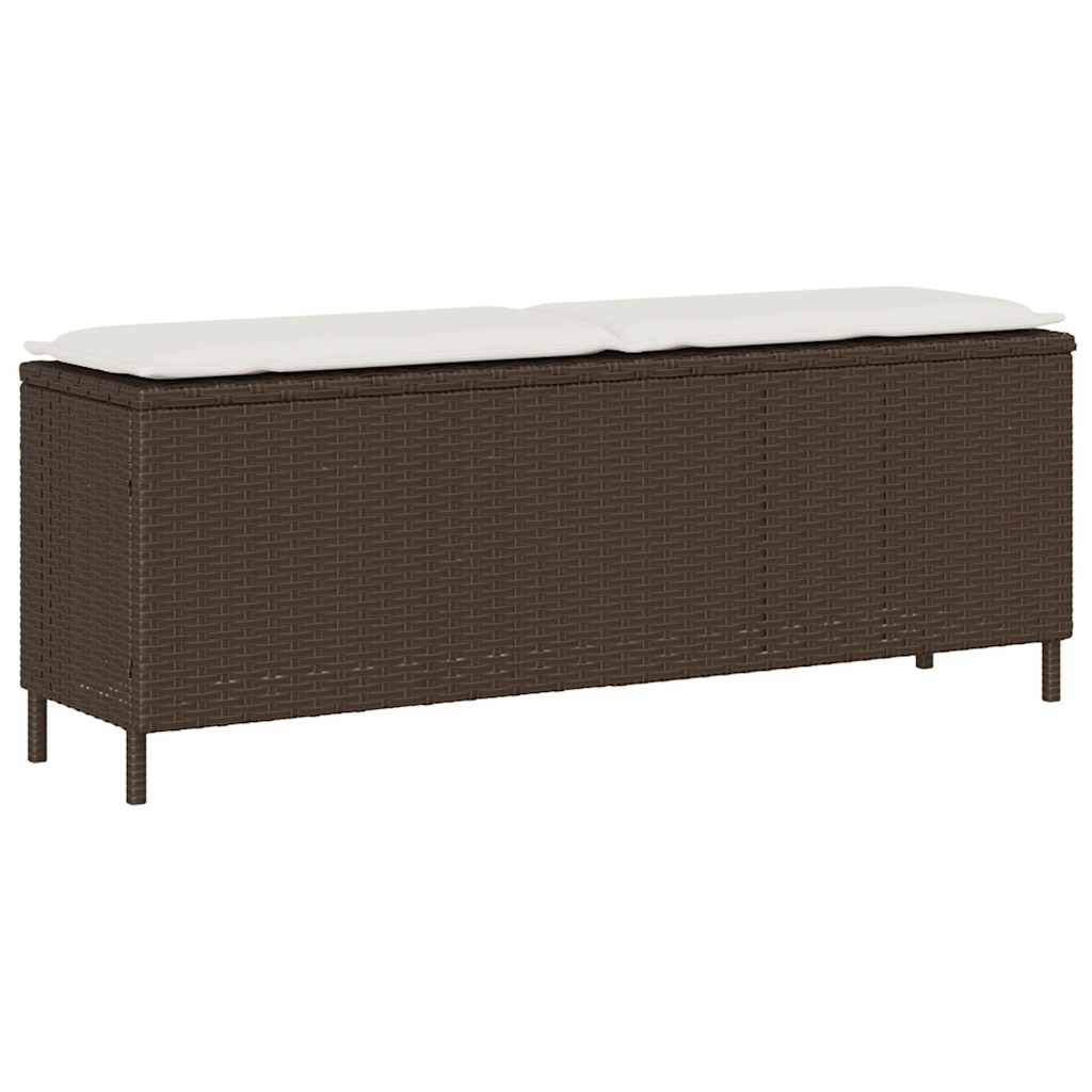 Garden bench with beige cushion synthetic rattan acacia mix