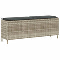 Light grey synthetic rattan garden bench with cushion 110x30x40.5cm
