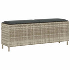 Light grey synthetic rattan garden bench with cushion 110x30x40.5cm