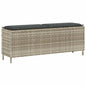 Light grey synthetic rattan garden bench with cushion 110x30x40.5cm