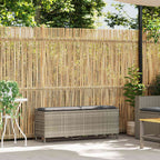 Light grey synthetic rattan garden bench with cushion 110x30x40.5cm
