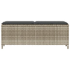 Light grey synthetic rattan garden bench with cushion 110x30x40.5cm